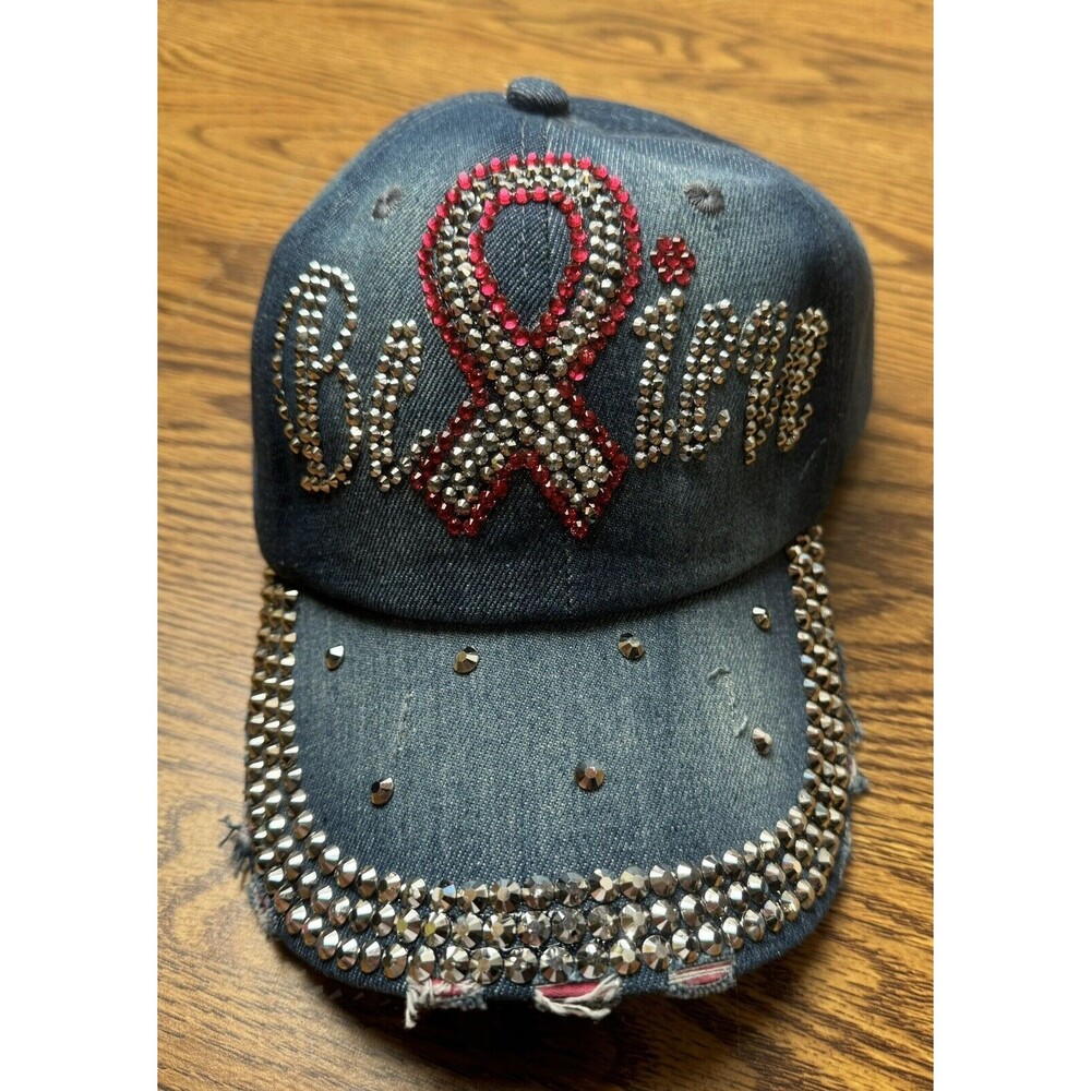 Breast Cancer Awareness Hat- Pink Bling‎ BELIEVE And Pink Ribbon Adjustable NWOT